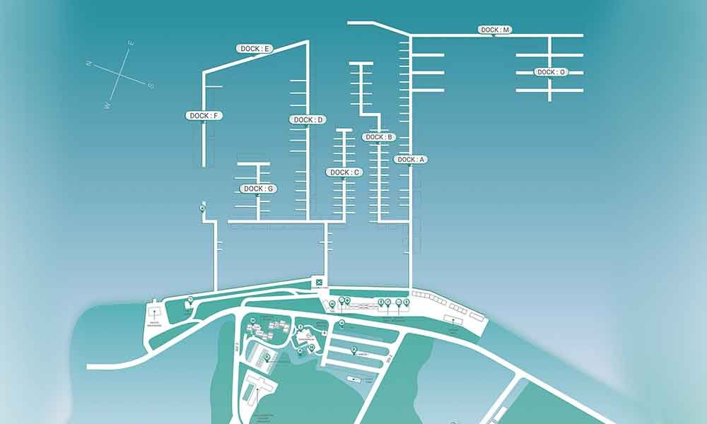 Map of the docks and facilities at Phuket Yacht Haven Marina