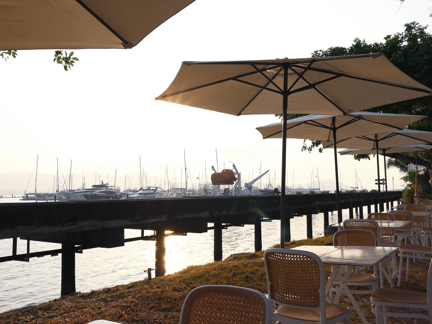 Marina-side terrace looking across the yachts at Phuket Yacht Haven
